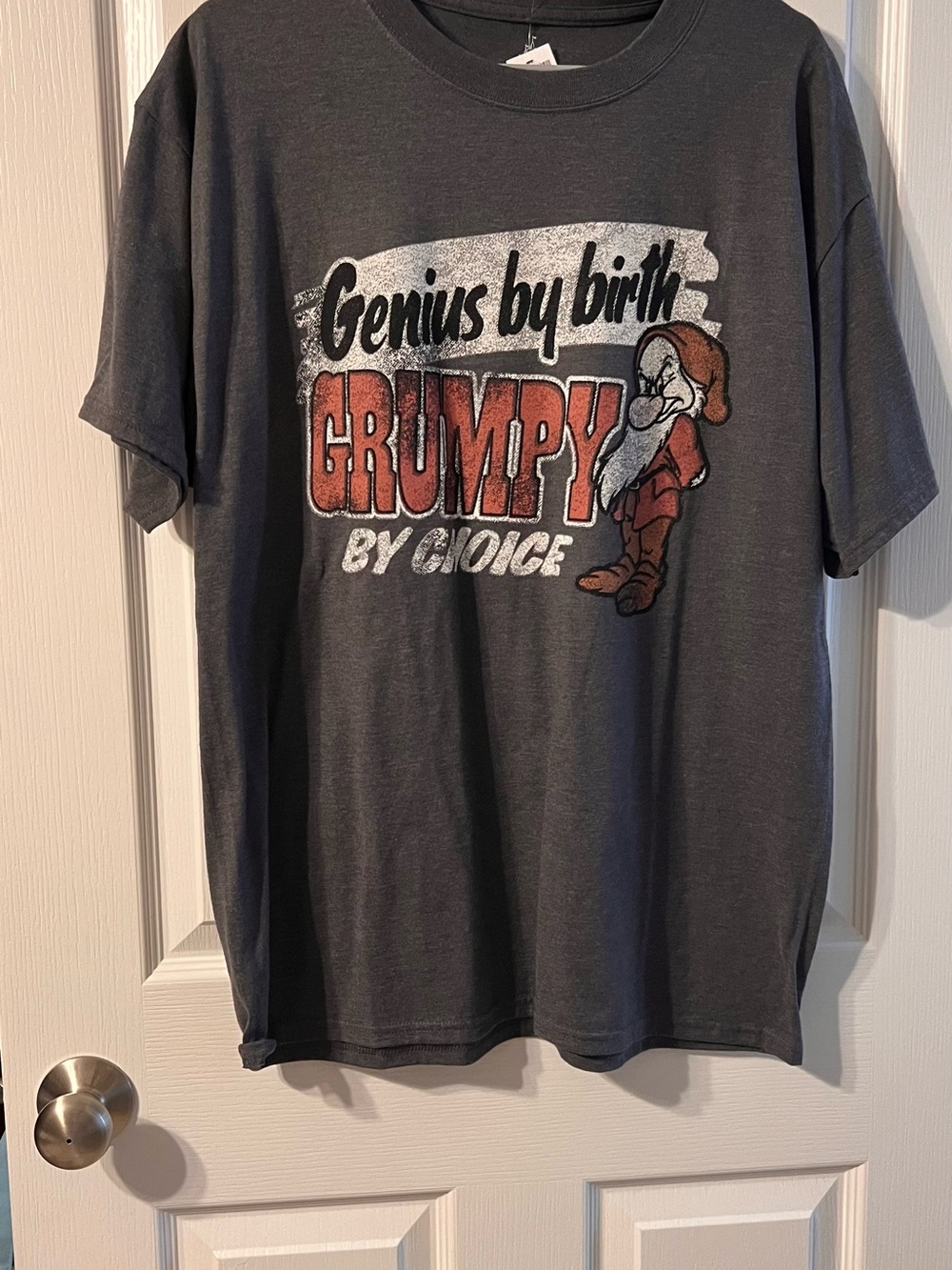 Disney Genius by Birth Grumpy Graphic Tee - Charcoal with Red Accent